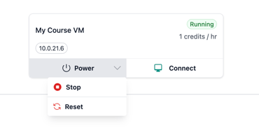 Student VM Controls in CourseStack