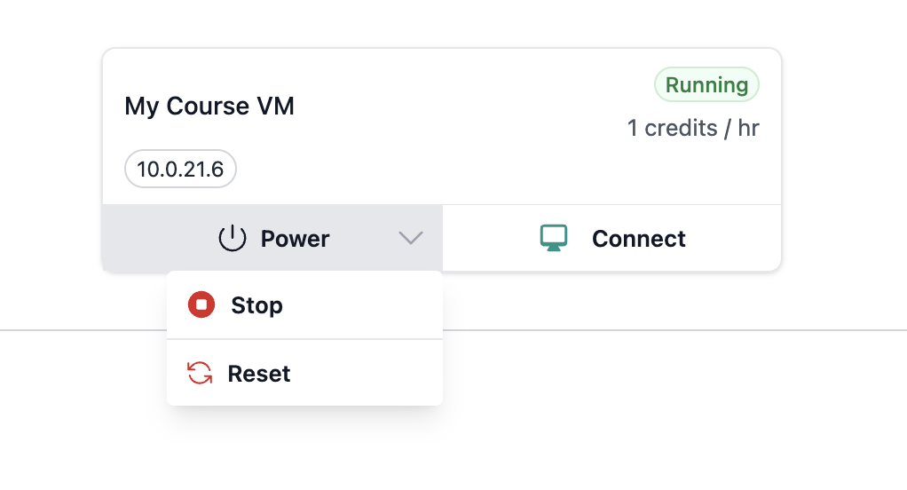 Student VM Controls in CourseStack